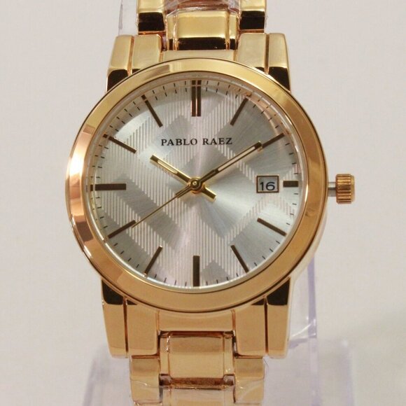 Ladies Quartz Fashion Watch Gold Tone Silver Dial 34mm - Picture 6 of 13